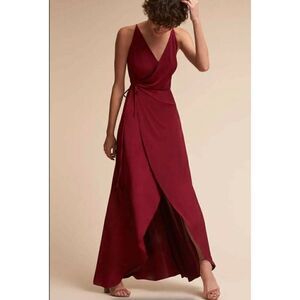 NEW ANTHROPOLOGIE BHLDN SZ S TWOBIRDS LILY WRAP MAXI DRESS IN BURGUNDY